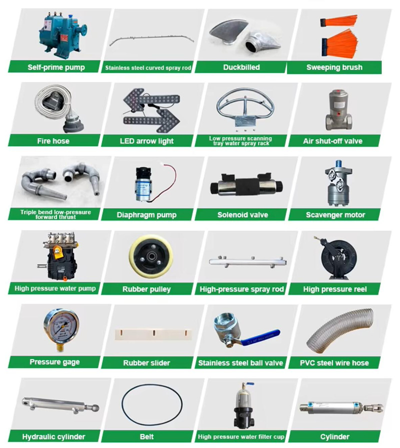 HOWO water jetting sweeper truck spare parts