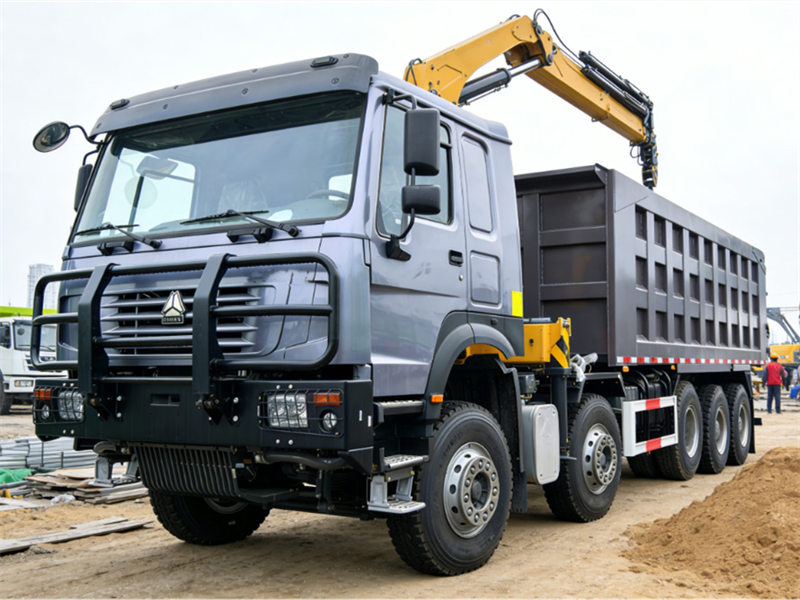 Howo 10x4 mining dumper truck with crane 